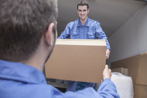 Movers team preparing equipment for a safe relocation