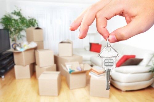 Boxes and moving van for a local Wimbledon flat move