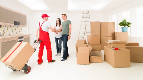Packed moving boxes ready for a home move in Wimbledon